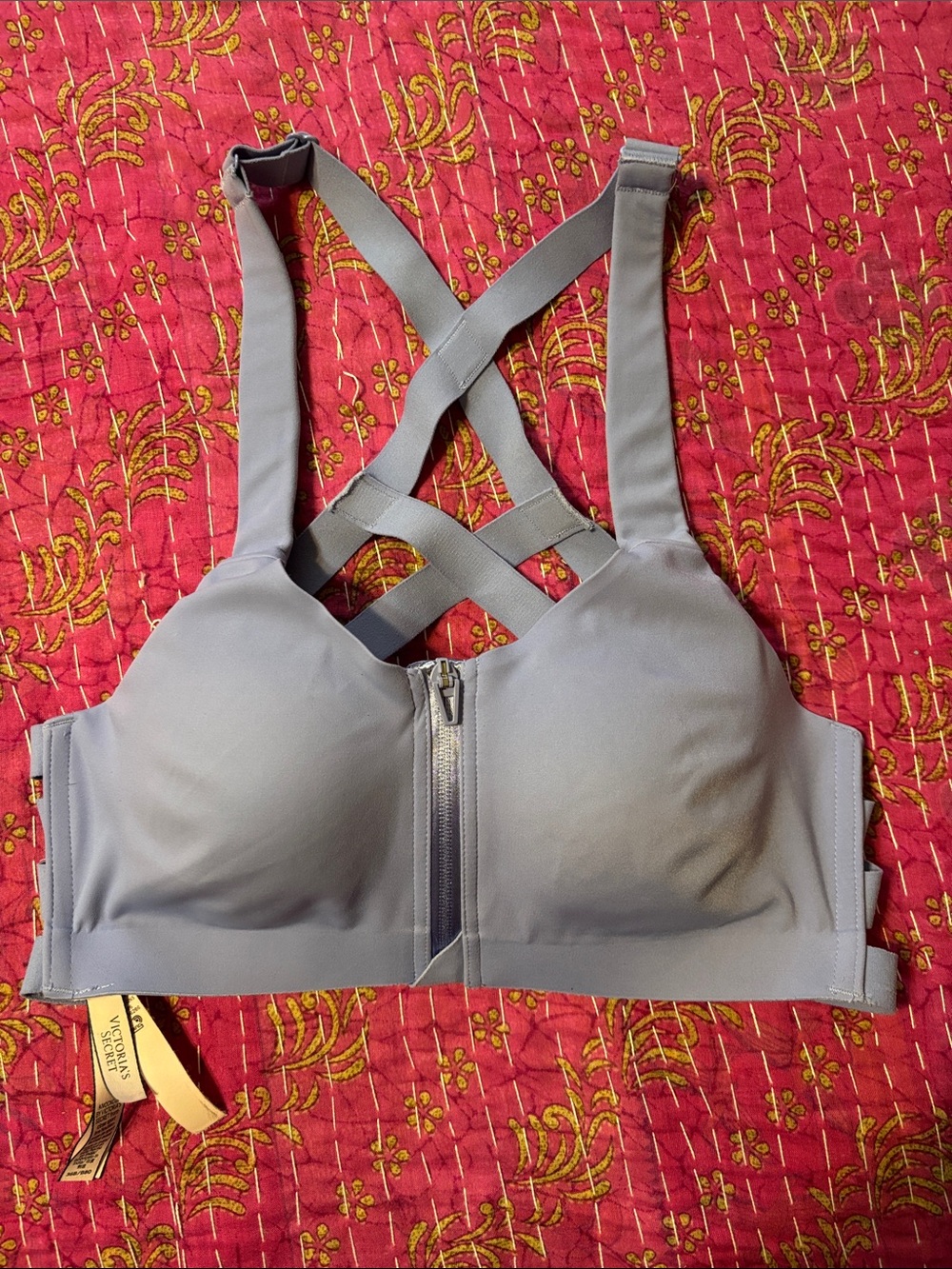 Victoria's Secret Purple Front-Zip Crisscross Sports Bra 36B